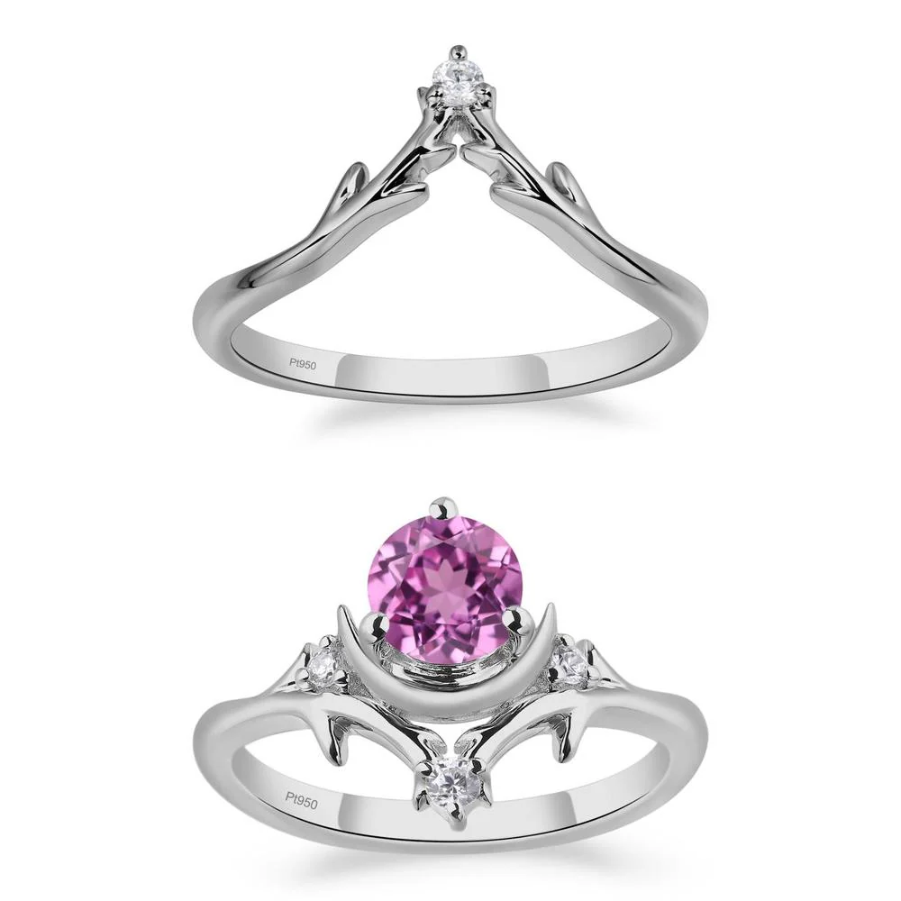 Pink Sapphire Ring with Moon and Star - Image 25