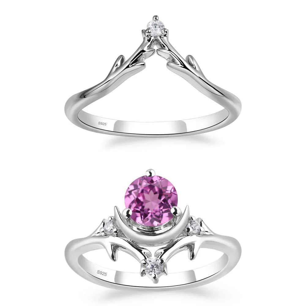 Pink Sapphire Ring with Moon and Star - Image 27