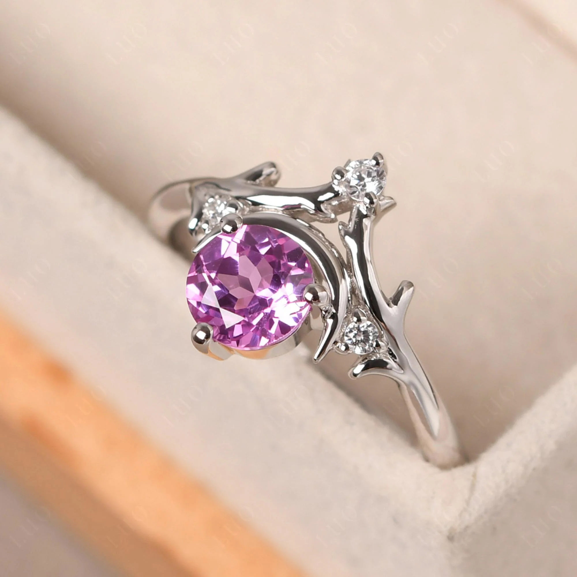Pink Sapphire Ring with Moon and Star - Image 30