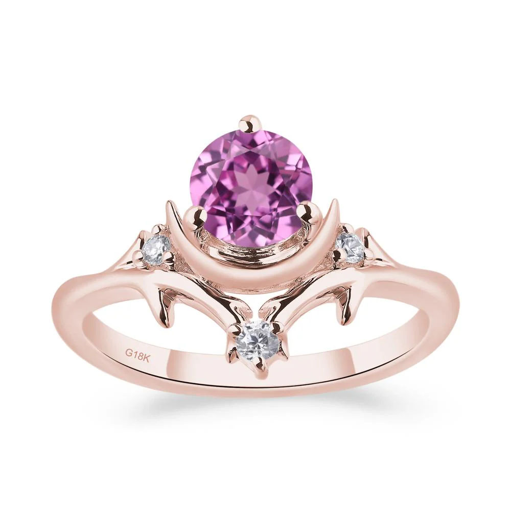 Pink Sapphire Ring with Moon and Star - Image 5