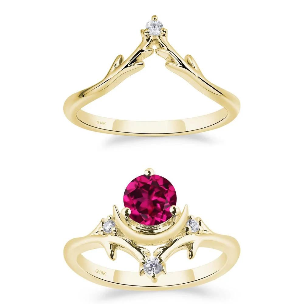 Ruby Crescent Moon and Star Ring - Image 21