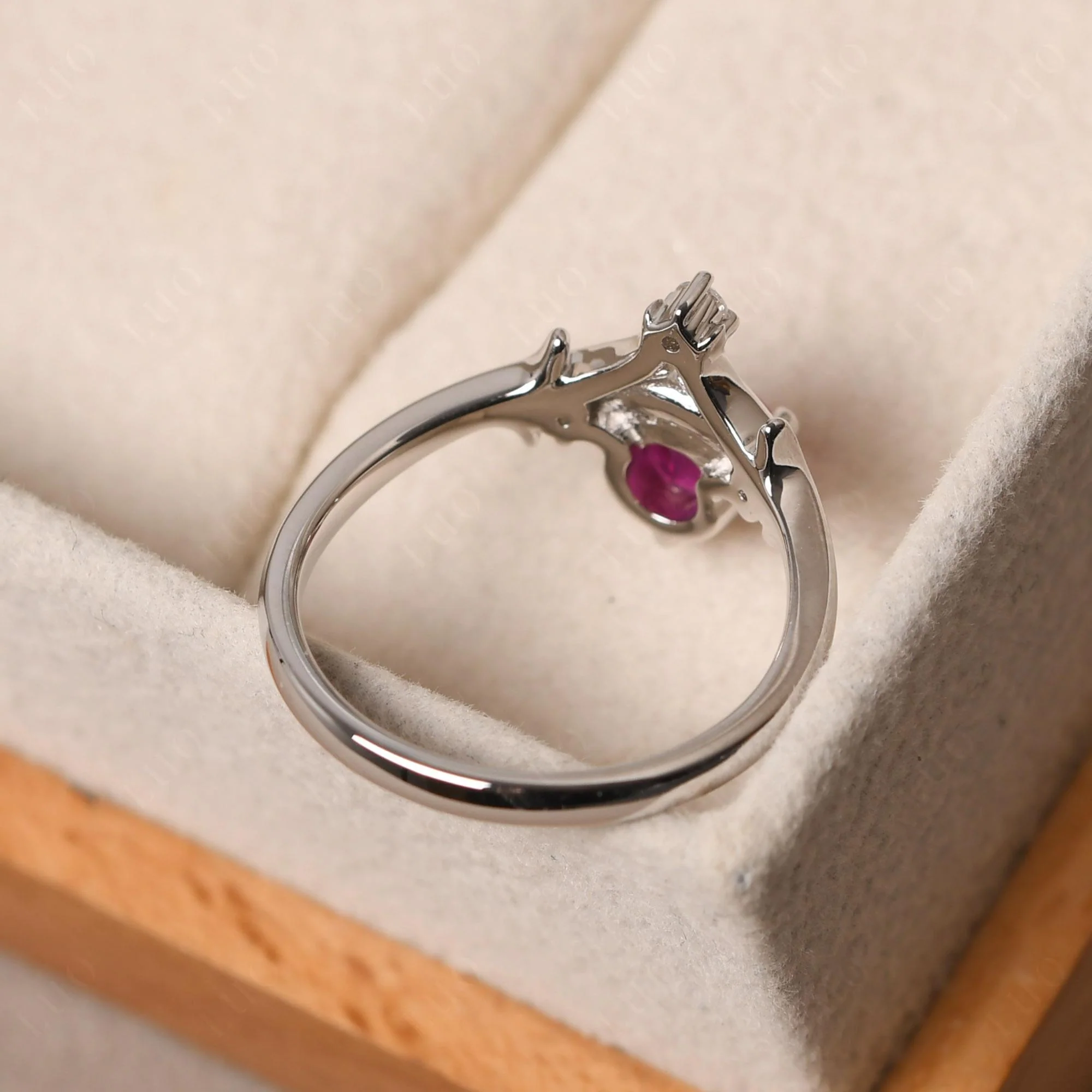 Ruby Crescent Moon and Star Ring - Image 31
