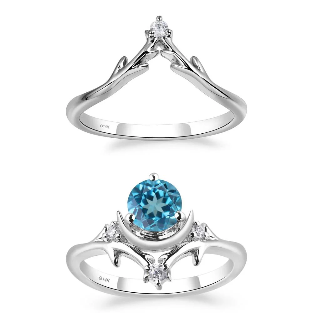 Swiss Blue Topaz Moon and Star Ring - Image 13