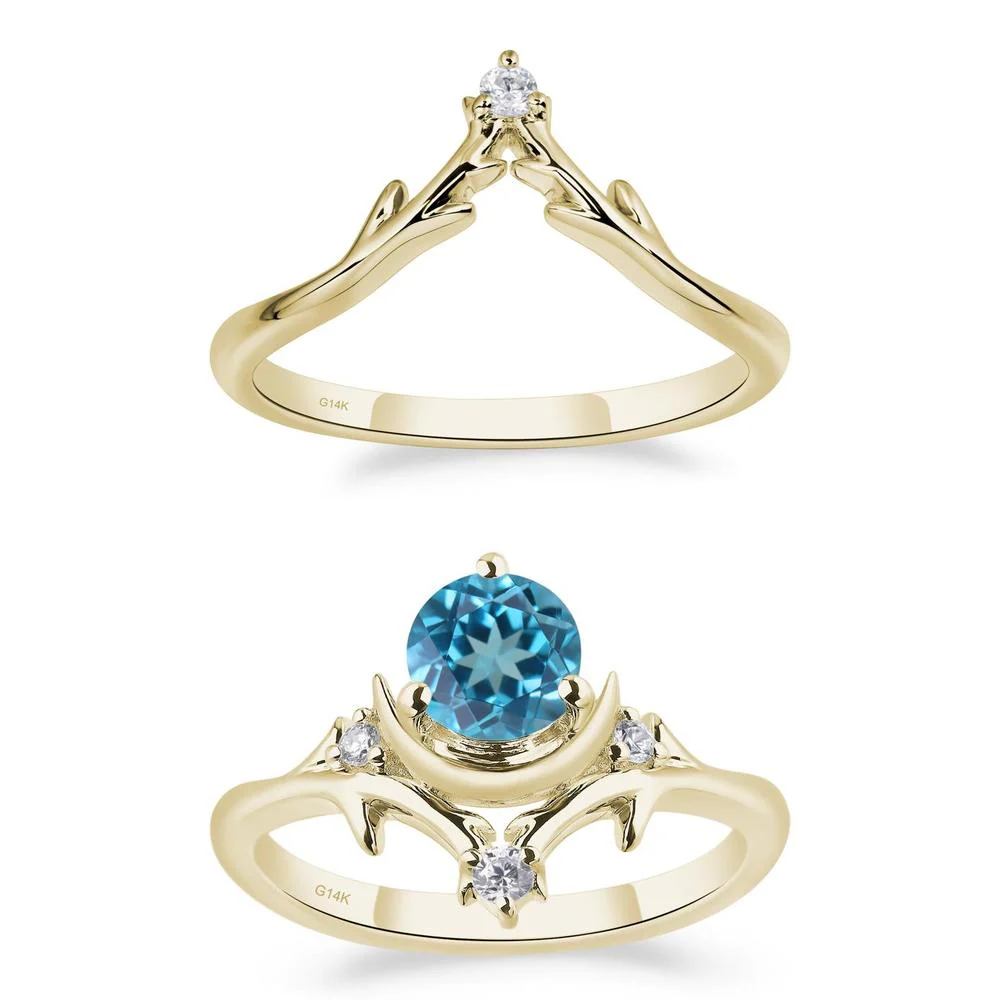 Swiss Blue Topaz Moon and Star Ring - Image 15