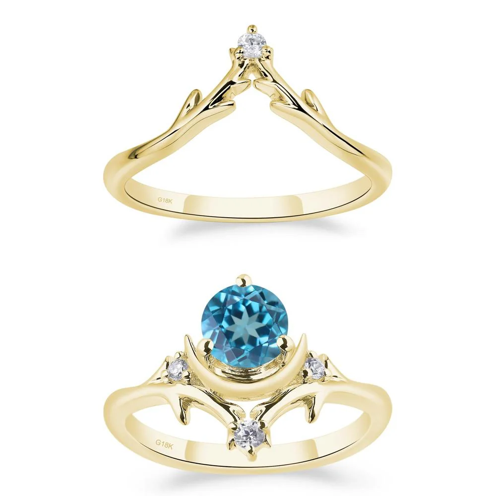 Swiss Blue Topaz Moon and Star Ring - Image 21
