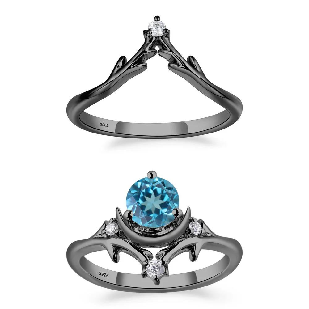 Swiss Blue Topaz Moon and Star Ring - Image 23