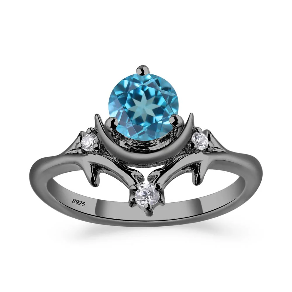 Swiss Blue Topaz Moon and Star Ring - Image 8