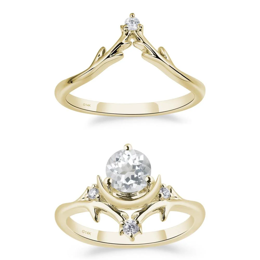 White Topaz Ring with Moon and Star - Image 15