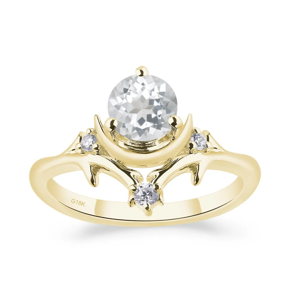 White Topaz Ring with Moon and Star - Image 3
