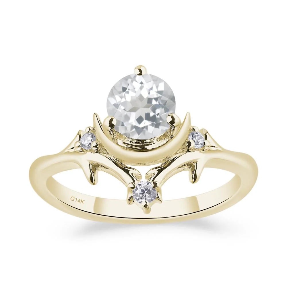 White Topaz Ring with Moon and Star - Image 6