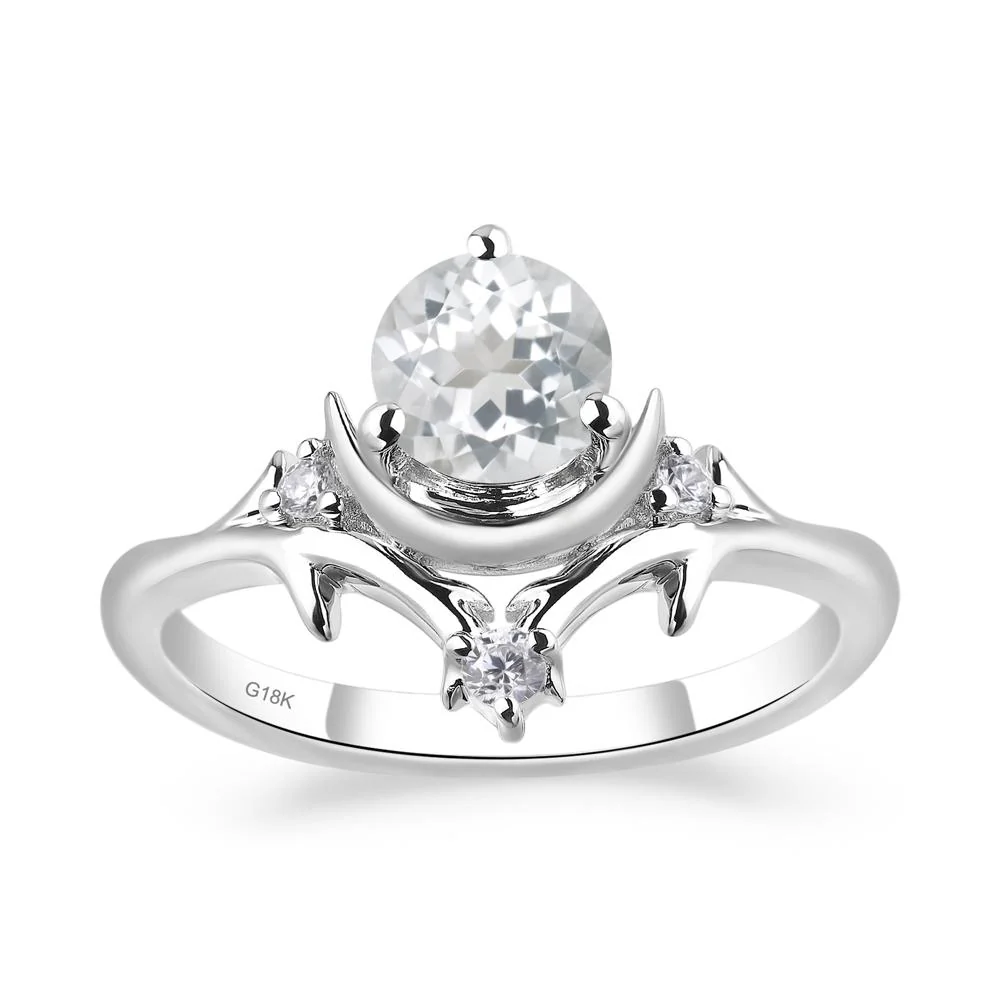 White Topaz Ring with Moon and Star - Image 9