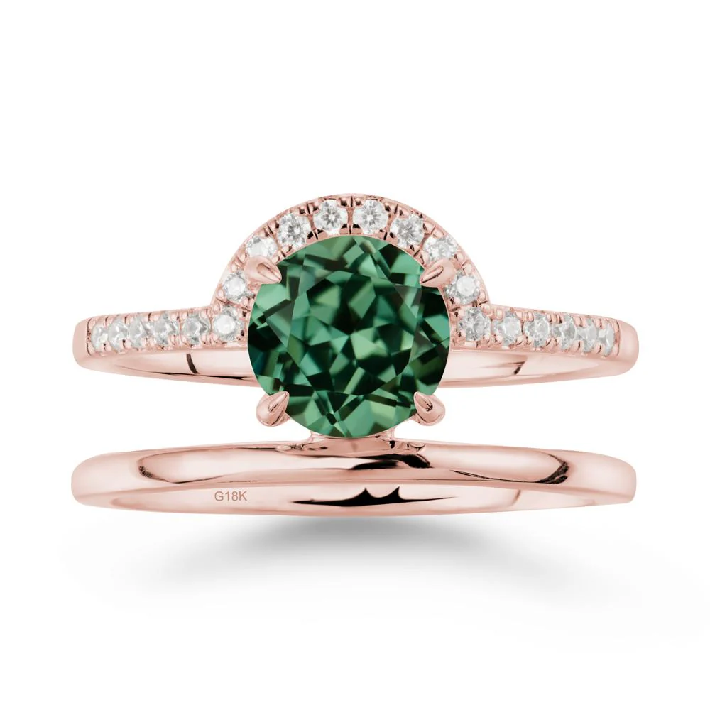 Round Shaped Green Sapphire Ring In 18K Yellow Gold - Image 5