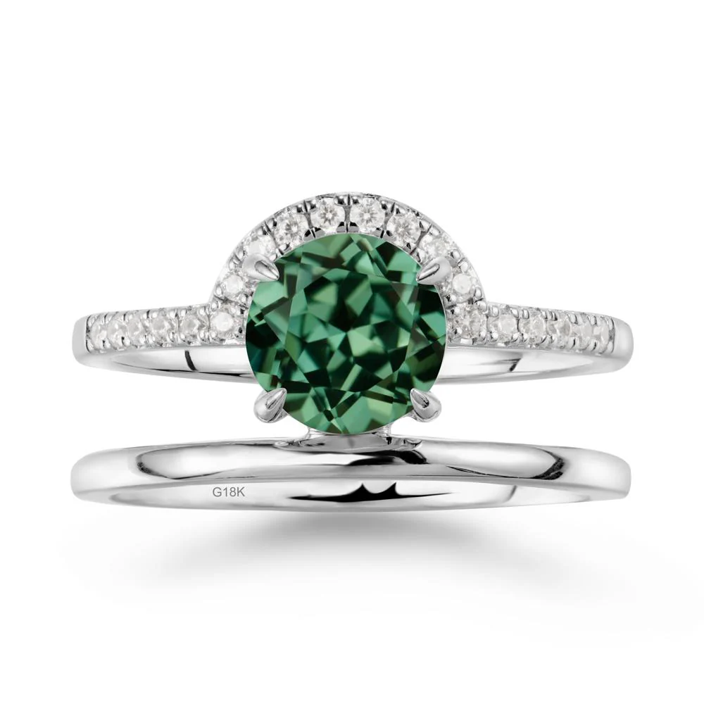 Round Shaped Green Sapphire Ring In 18K Yellow Gold - Image 6