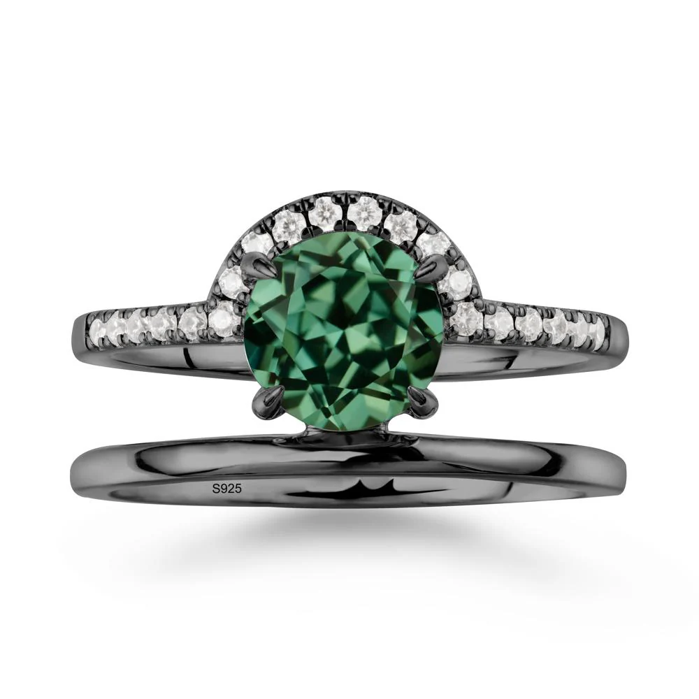 Round Shaped Green Sapphire Ring In 18K Yellow Gold - Image 8