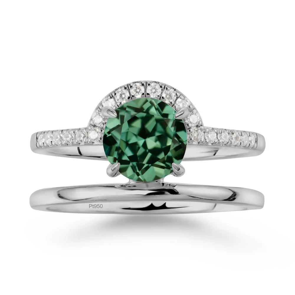 Round Shaped Green Sapphire Ring In 18K Yellow Gold - Image 9