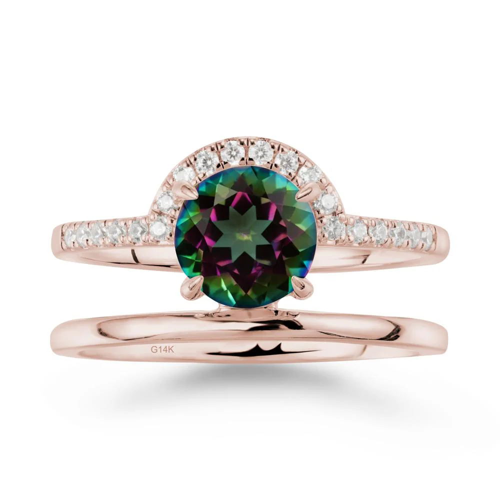Round Shaped Mystic Topaz Ring In 18K Yellow Gold