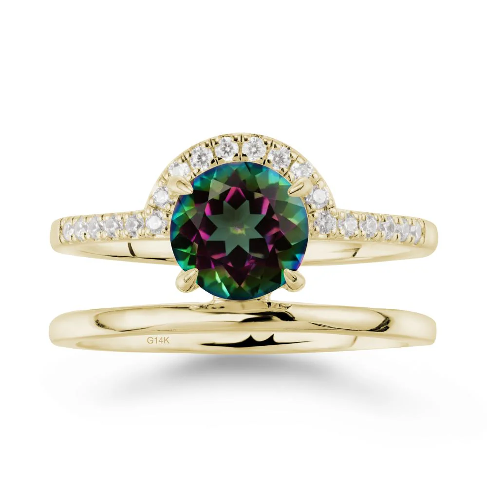 Round Shaped Mystic Topaz Ring In 18K Yellow Gold - Image 3