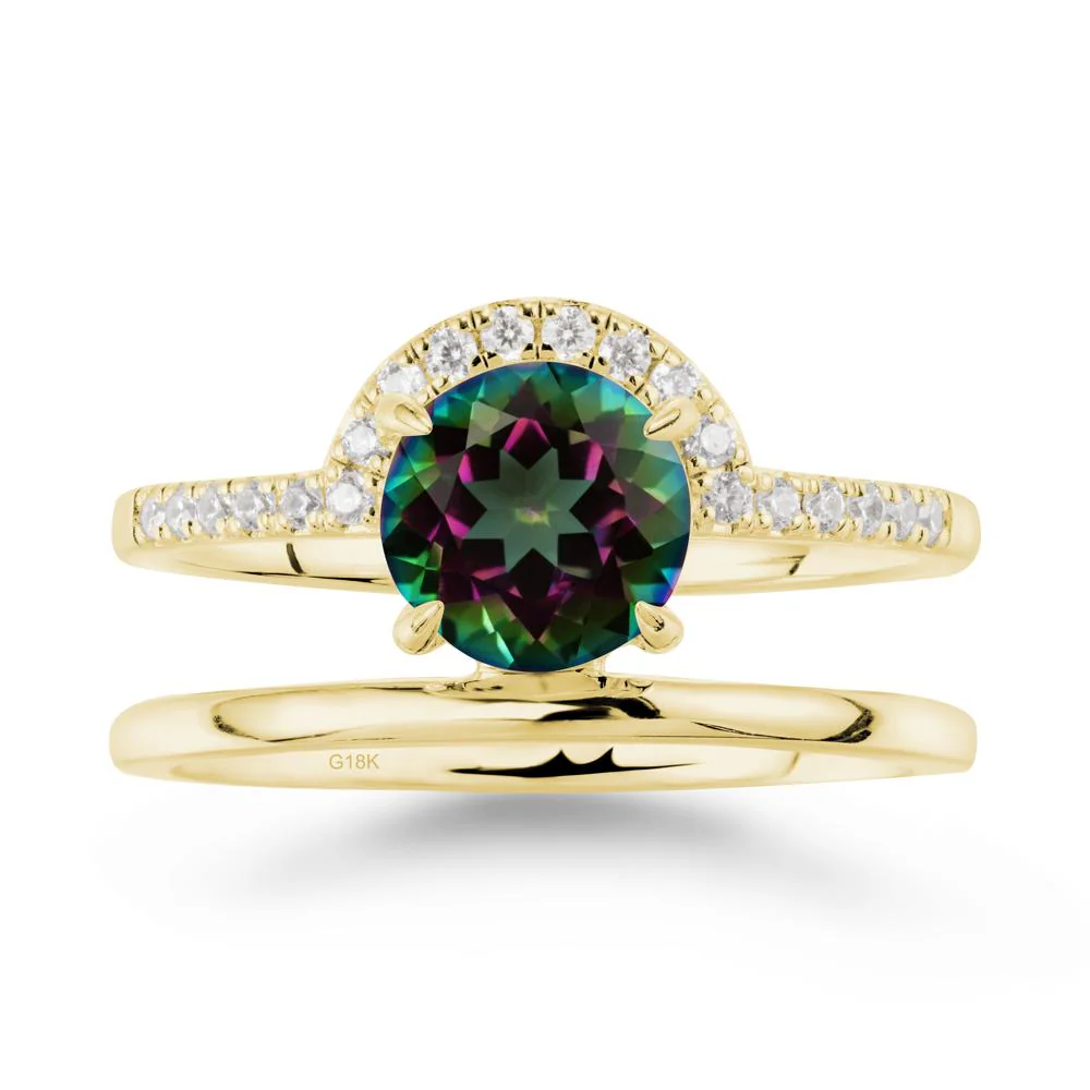 Round Shaped Mystic Topaz Ring In 18K Yellow Gold - Image 6