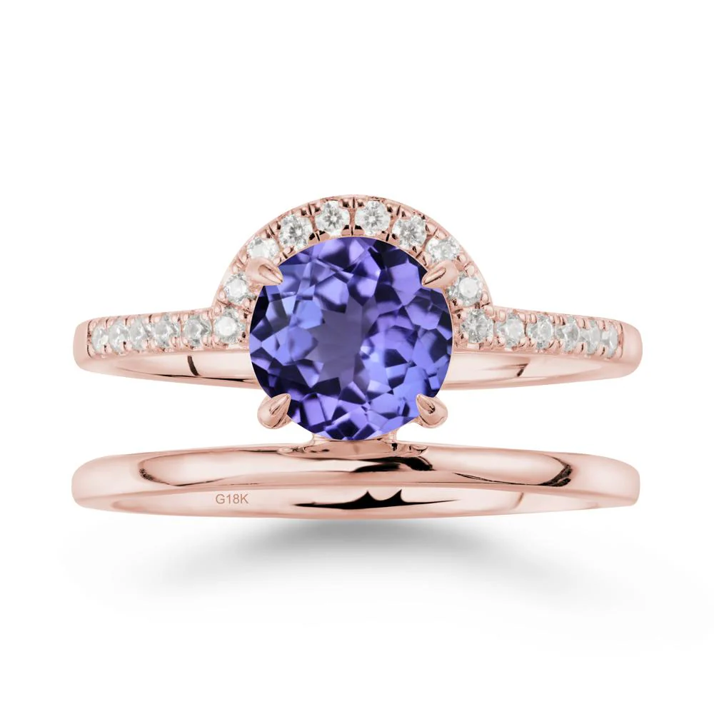 Round Shaped Tanzanite Ring In 18K Yellow Gold - Image 5