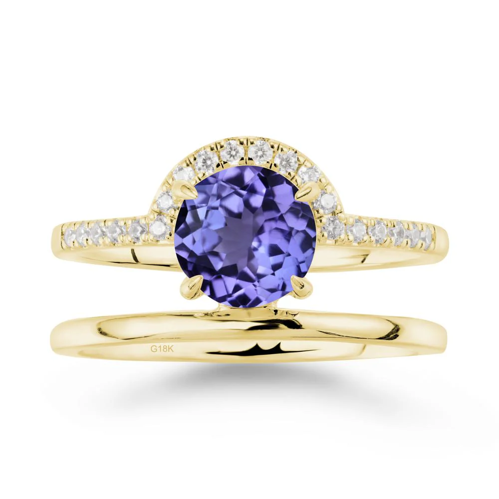 Round Shaped Tanzanite Ring In 18K Yellow Gold - Image 7