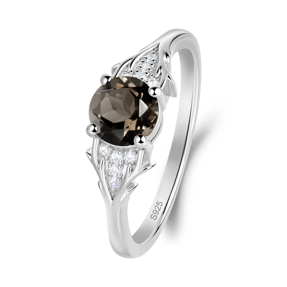 Round Smoky Quartz Branch Engagement Ring - Image 9