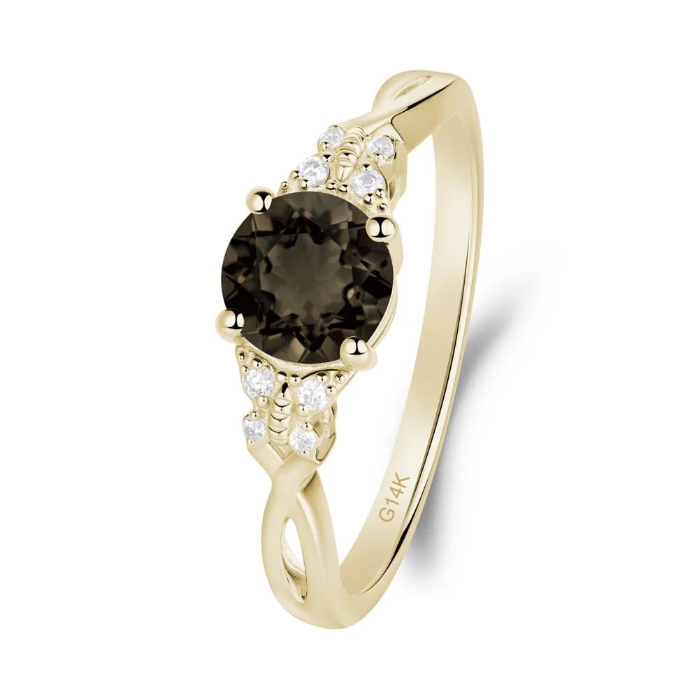 Round Smoky Quartz Butterfly Ring - Image 8