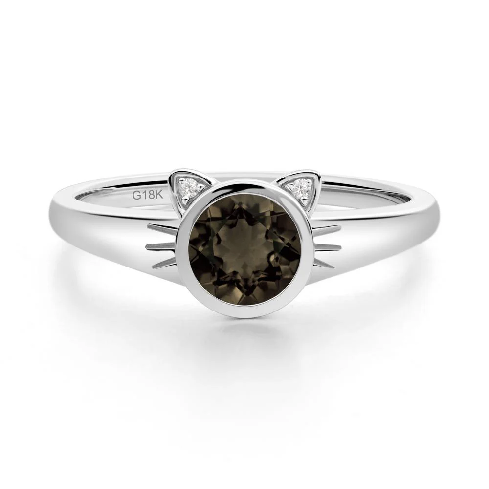 Round Smoky Quartz Cat Ear Ring - Image 9