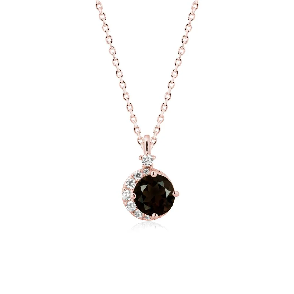 Round Smoky Quartz Crescent Pendant Necklace - Image 5