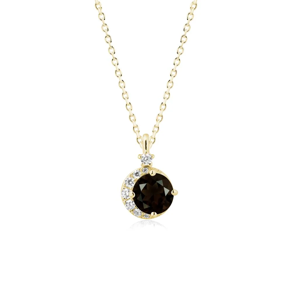 Round Smoky Quartz Crescent Pendant Necklace - Image 7
