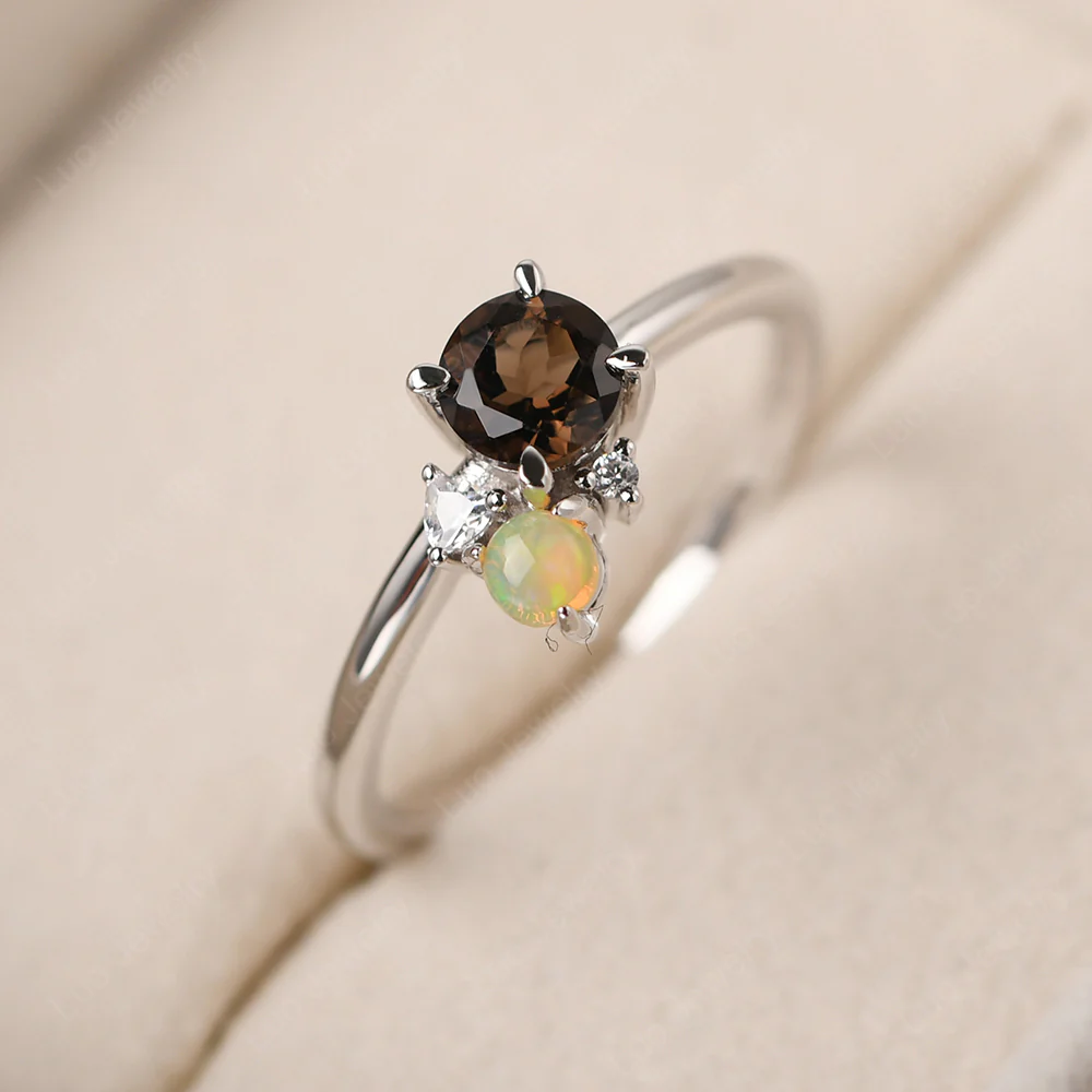 Round Smoky Quartz Engagement Ring - Image 3