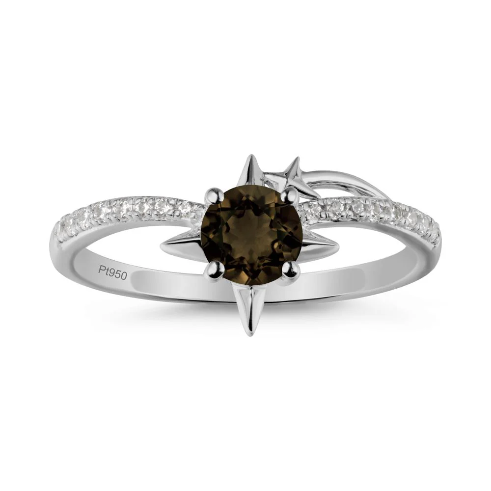 Round Smoky Quartz Four Point Star Ring - Image 8