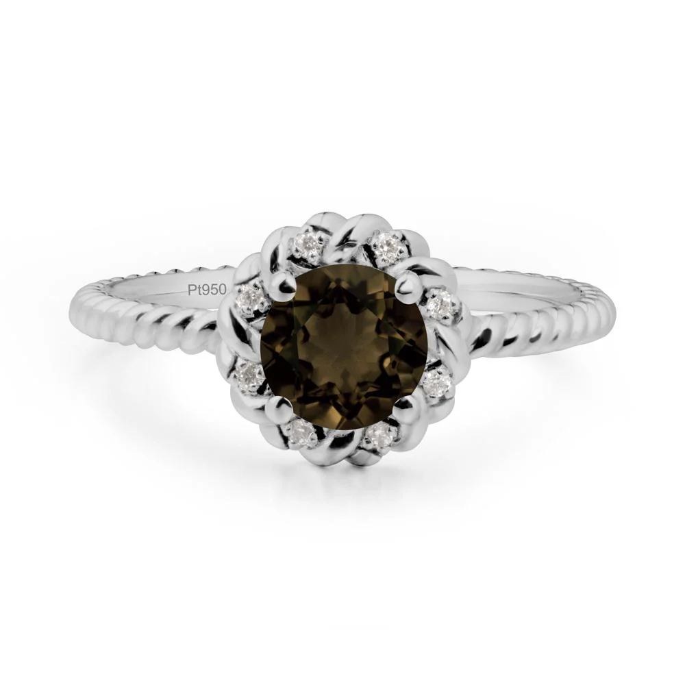 Round Smoky Quartz Halo Engagement Ring - Image 5