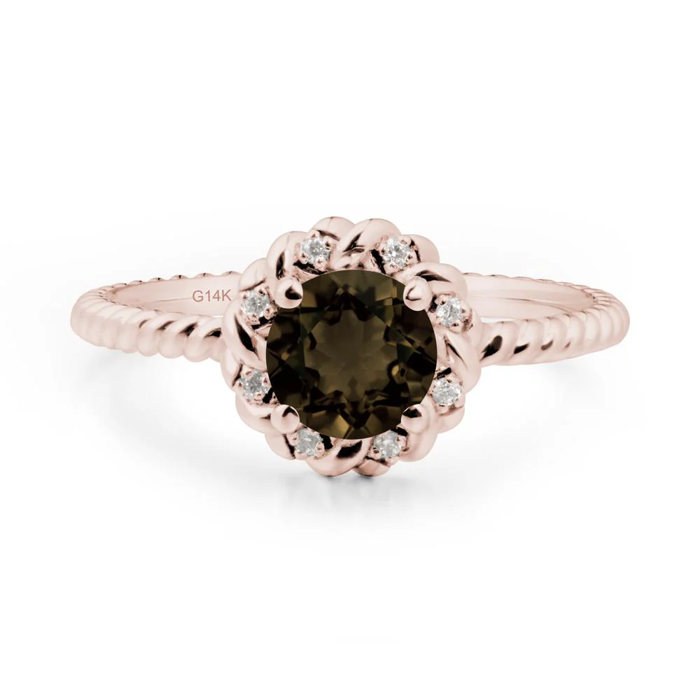Round Smoky Quartz Halo Engagement Ring - Image 6