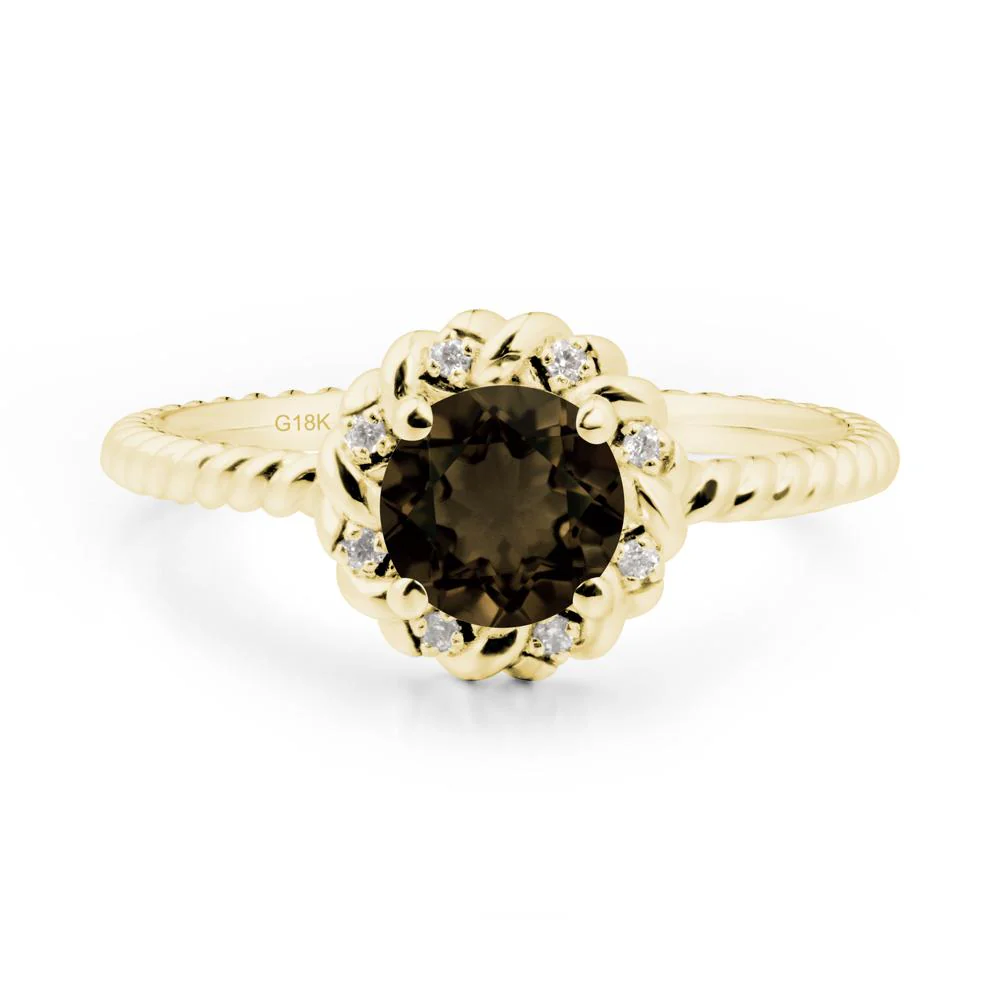 Round Smoky Quartz Halo Engagement Ring - Image 7