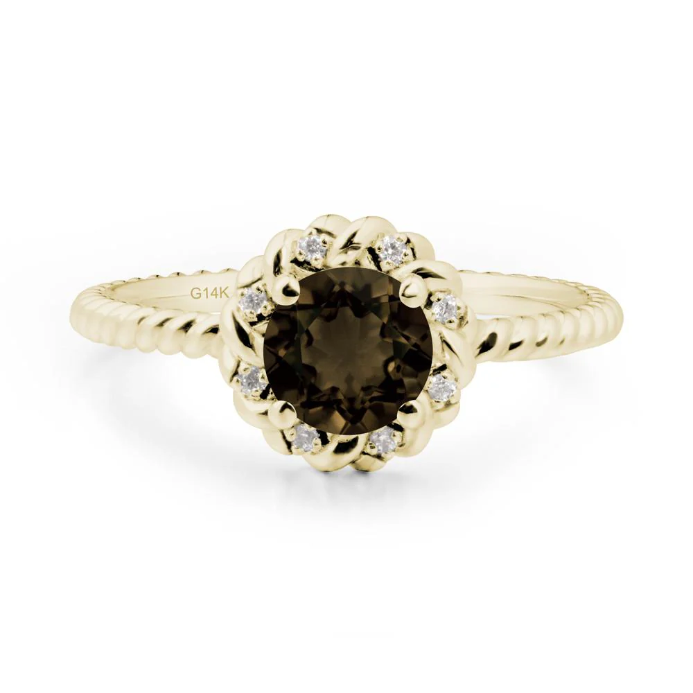 Round Smoky Quartz Halo Engagement Ring - Image 8