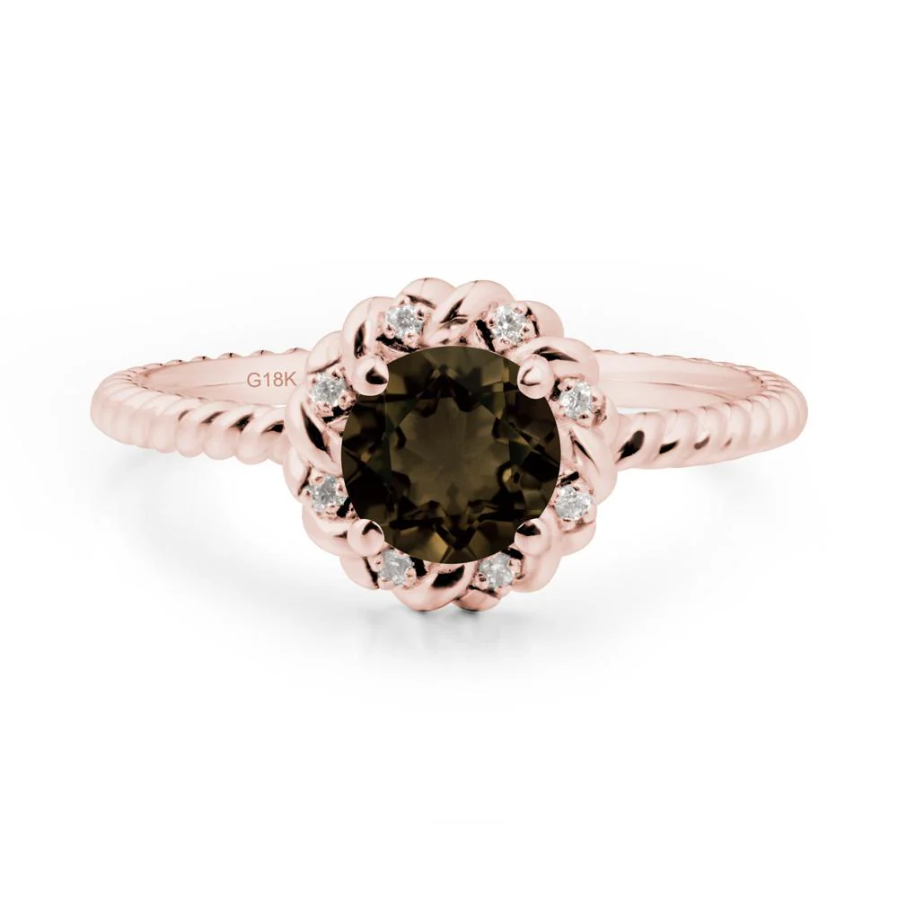 Round Smoky Quartz Halo Engagement Ring - Image 9