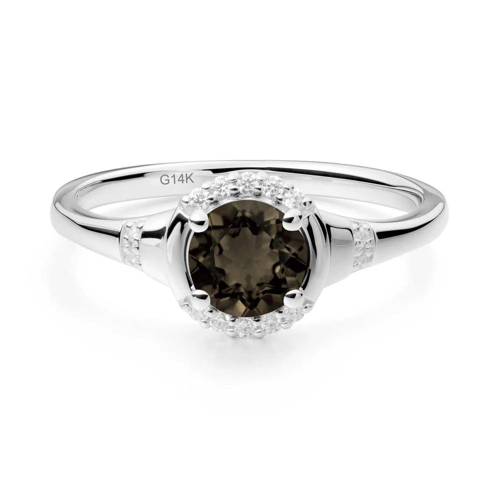 Round Smoky Quartz Halo Ring - Image 6