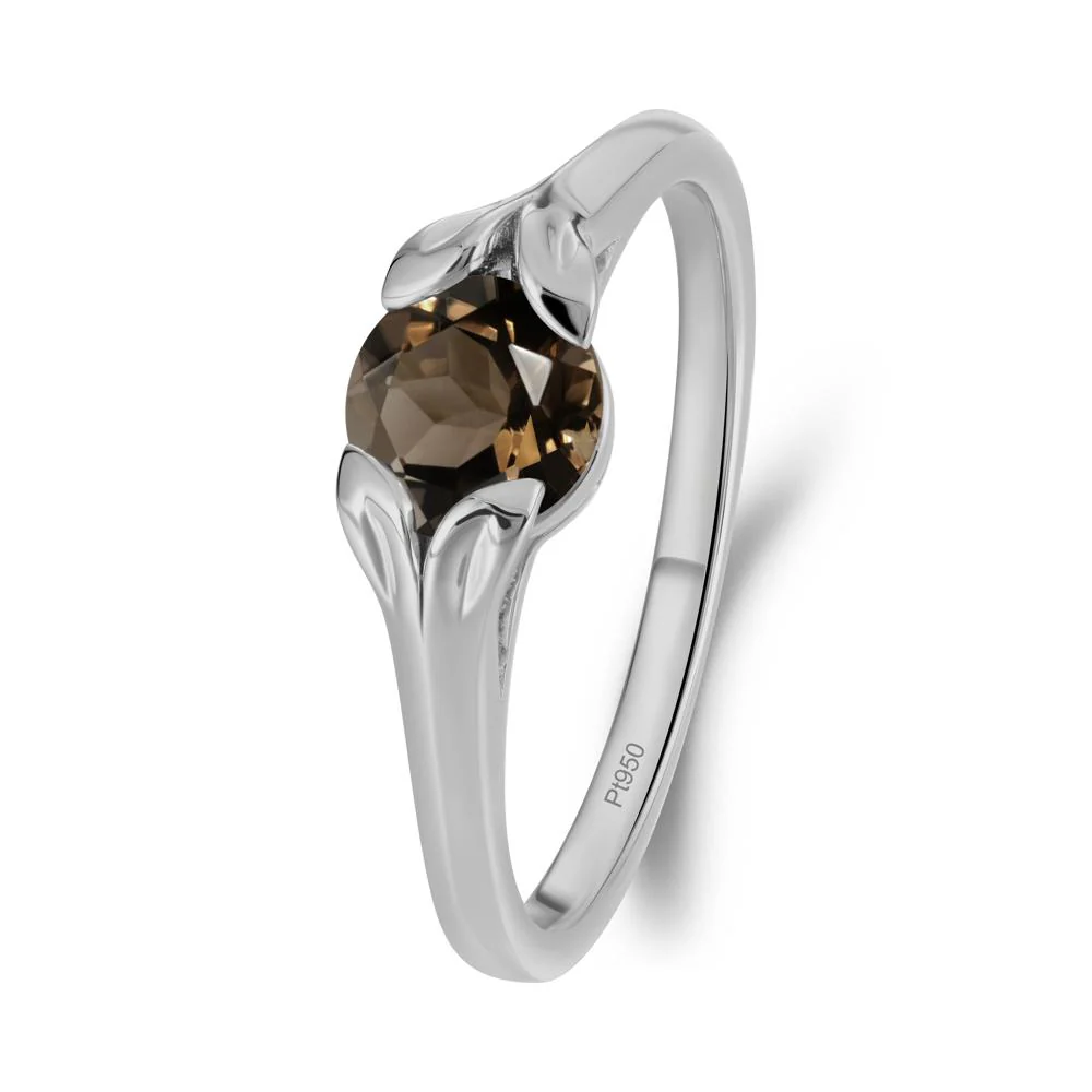 Round Smoky Quartz Leaf Ring - Image 5