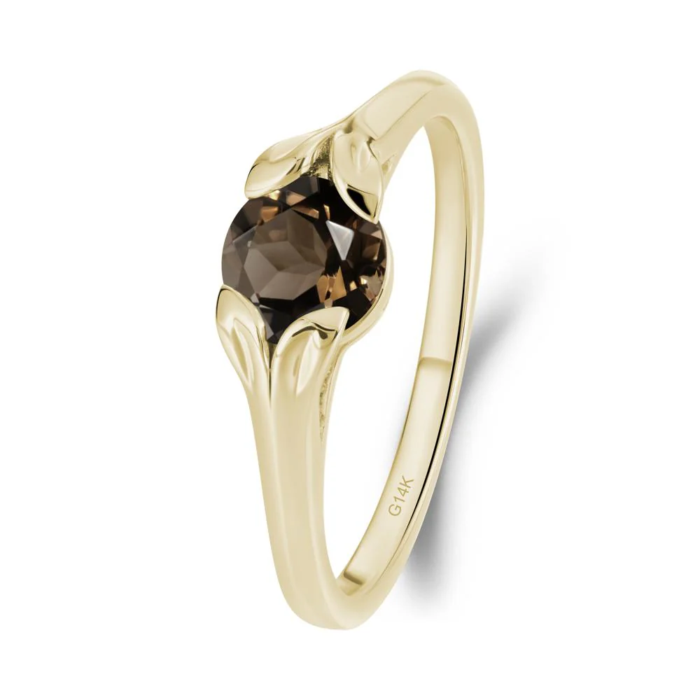 Round Smoky Quartz Leaf Ring - Image 6