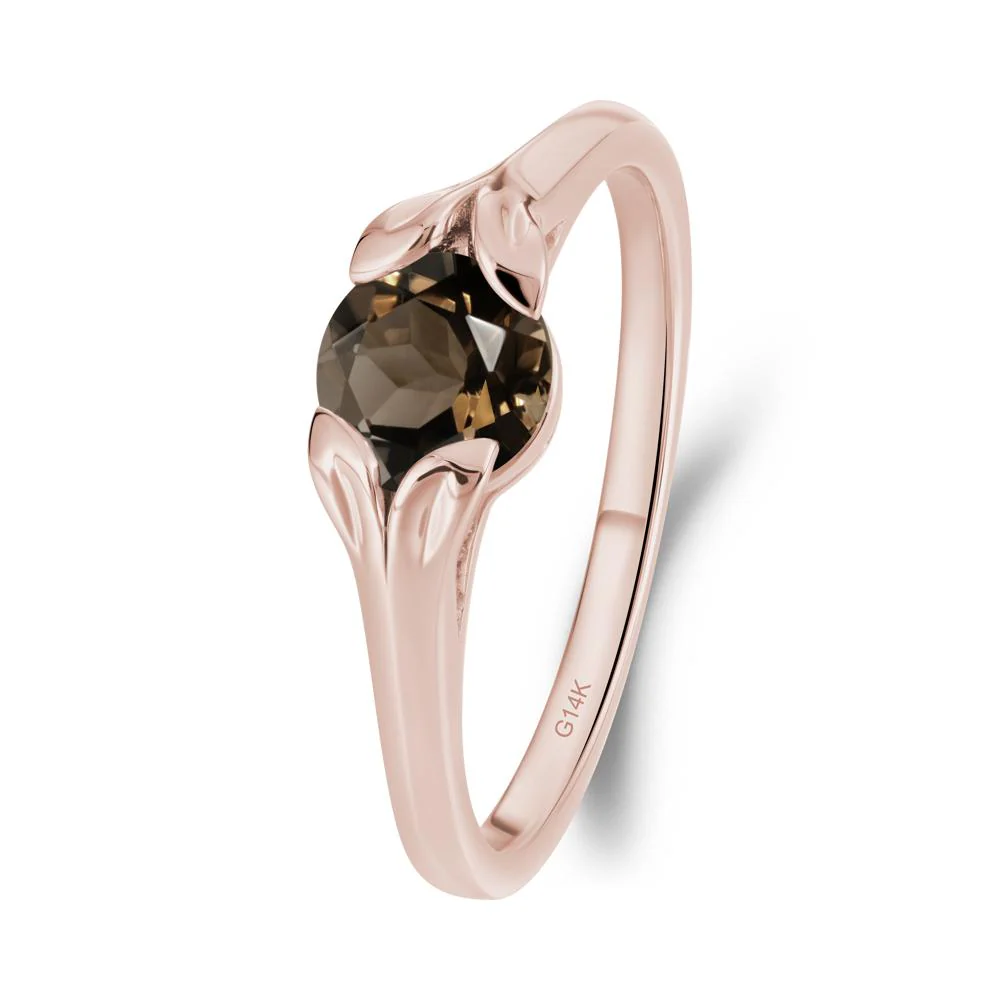 Round Smoky Quartz Leaf Ring - Image 8