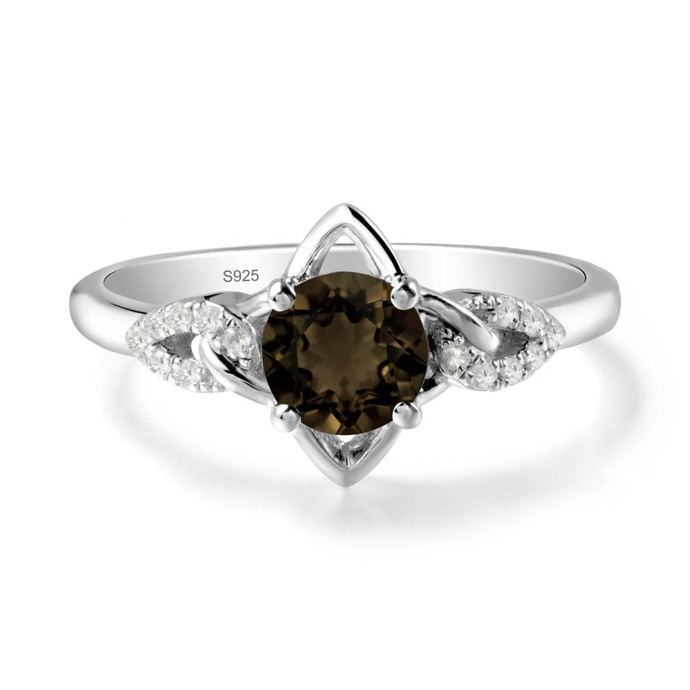 Round Smoky Quartz Ring with Celtic Knot