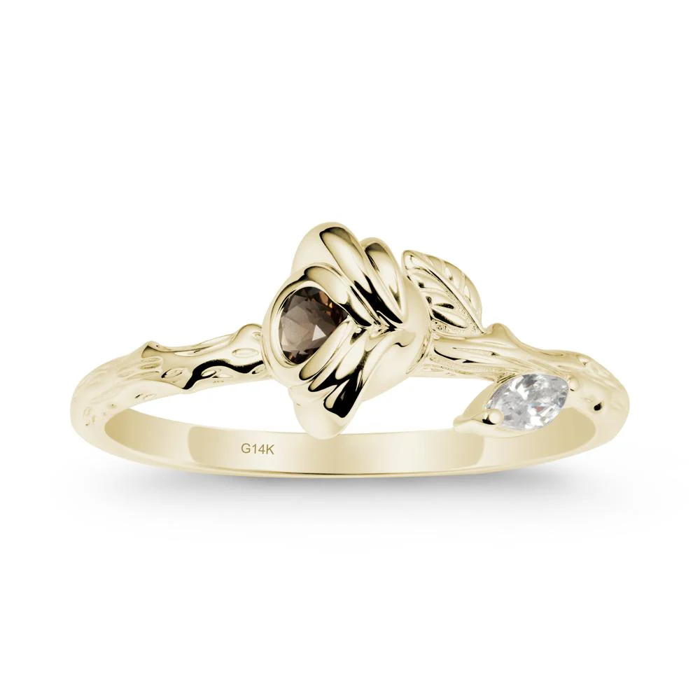 Round Smoky Quartz Rose Ring - Image 4