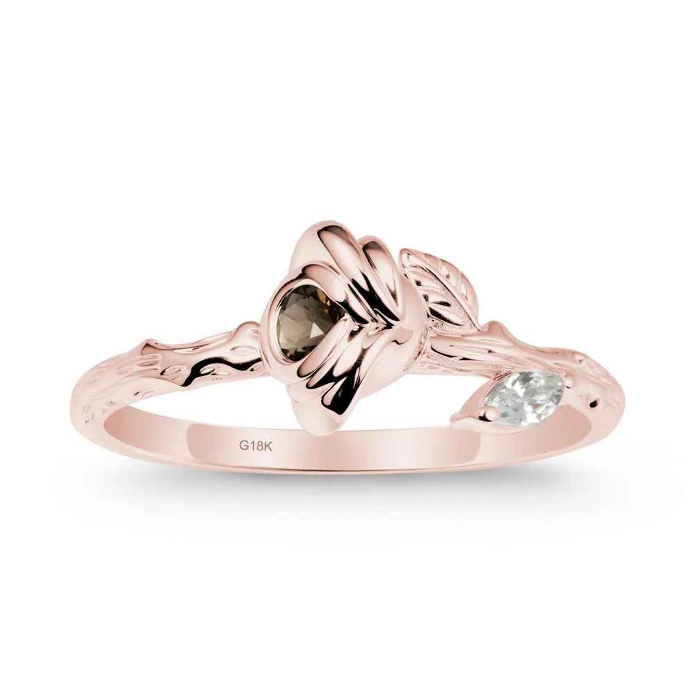 Round Smoky Quartz Rose Ring - Image 5