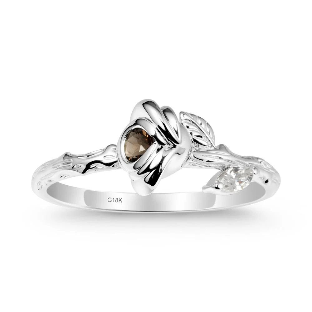 Round Smoky Quartz Rose Ring - Image 6