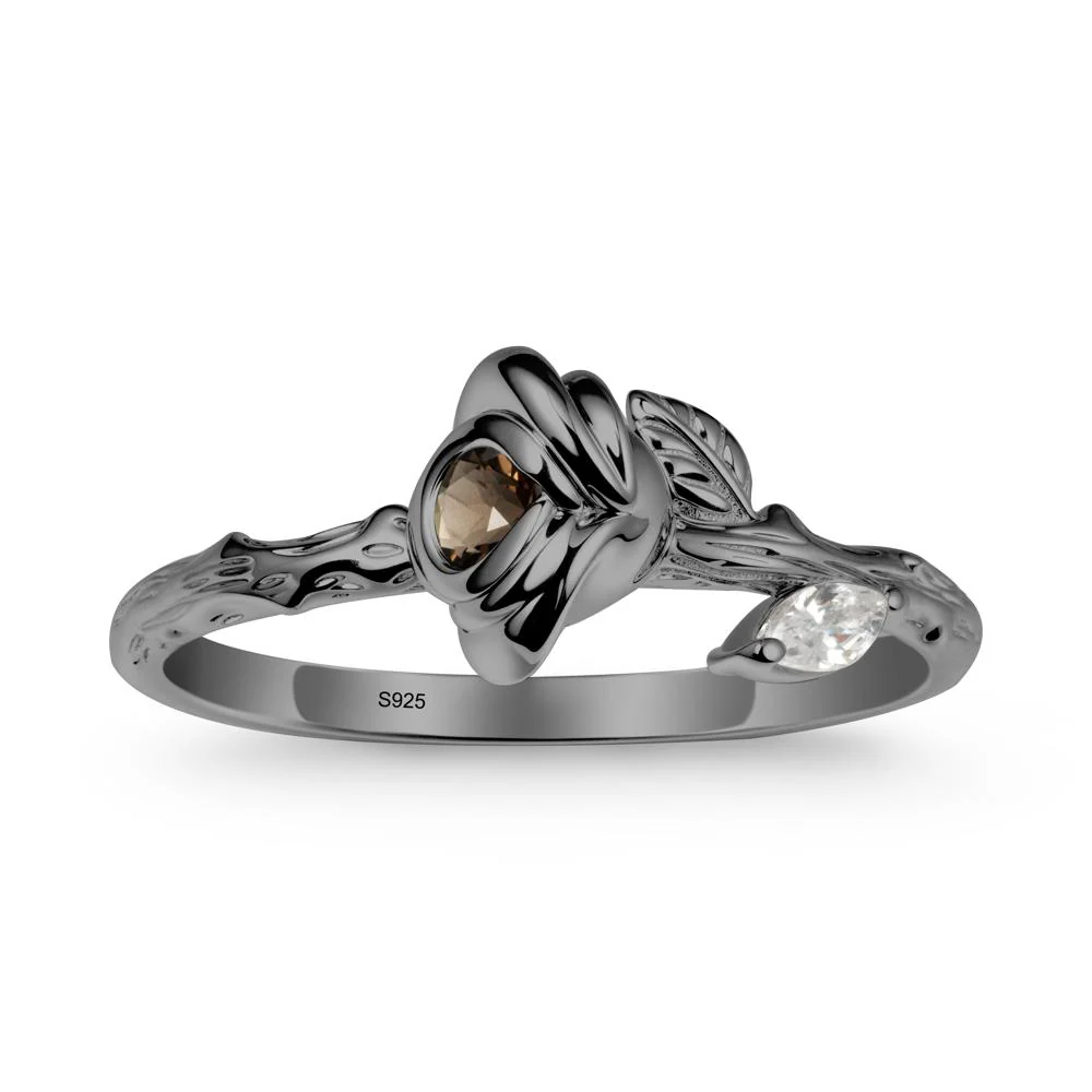 Round Smoky Quartz Rose Ring - Image 8