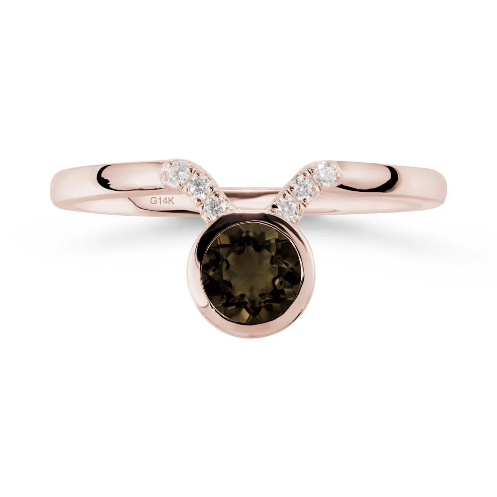 Round Smoky Quartz Taurus Zodiac Ring-Sensual & Loyal - Image 2