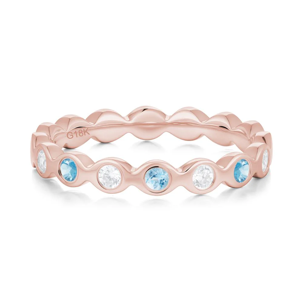 Round Swiss Blue Topaz and Cubic Zirconia Eternity Band Ring - Image 5