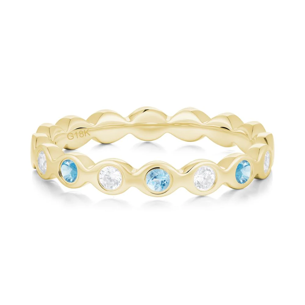 Round Swiss Blue Topaz and Cubic Zirconia Eternity Band Ring - Image 9