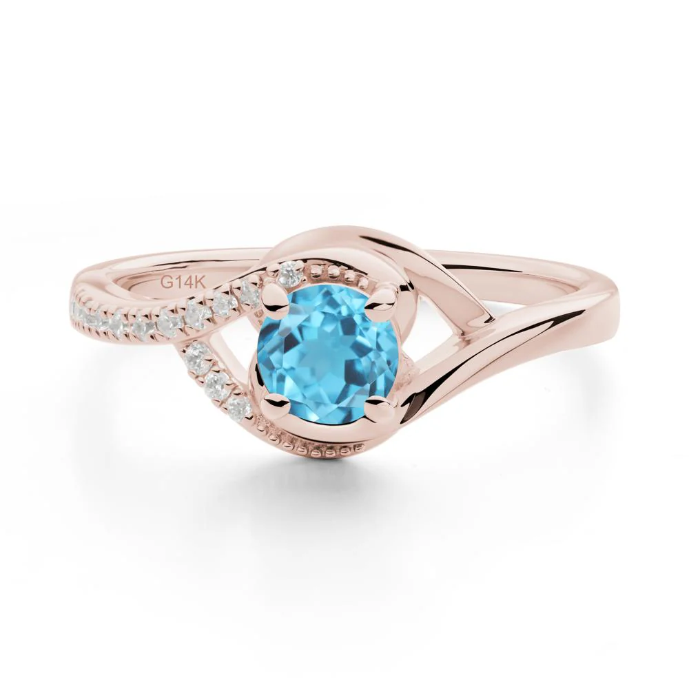 Round Swiss Blue Topaz Bypass Statement Ring