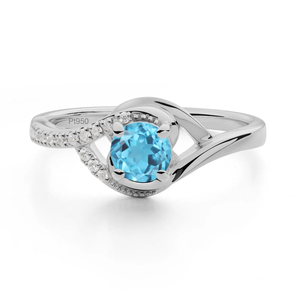 Round Swiss Blue Topaz Bypass Statement Ring - Image 3